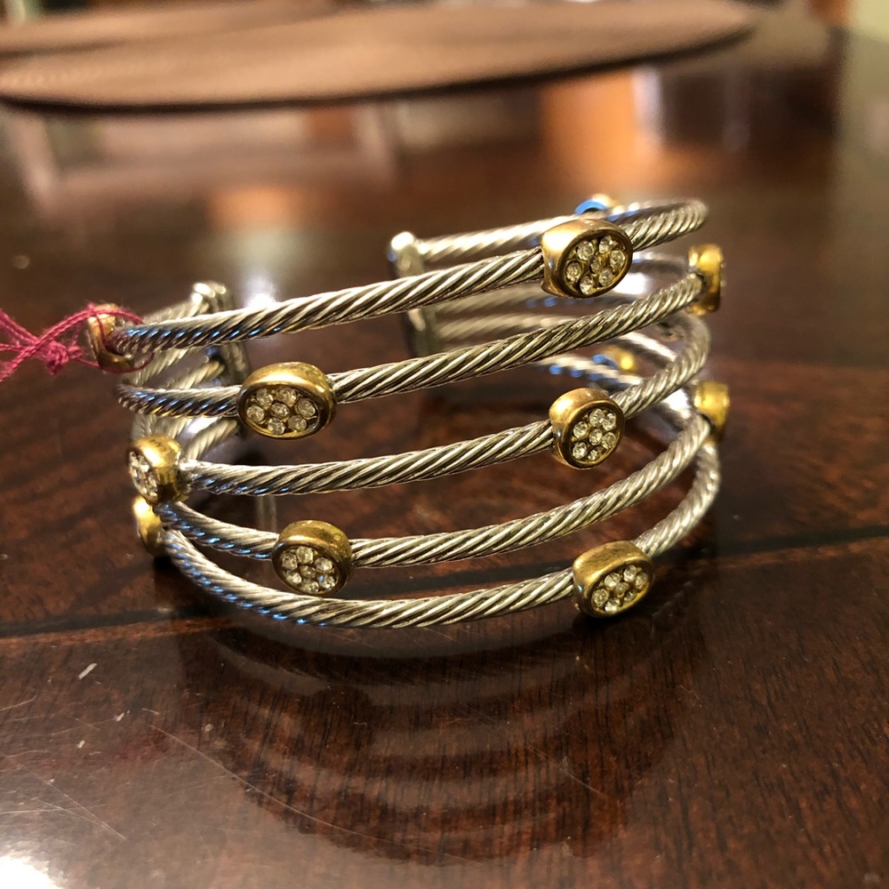 Bracelet 2 tone silver gold with diamond